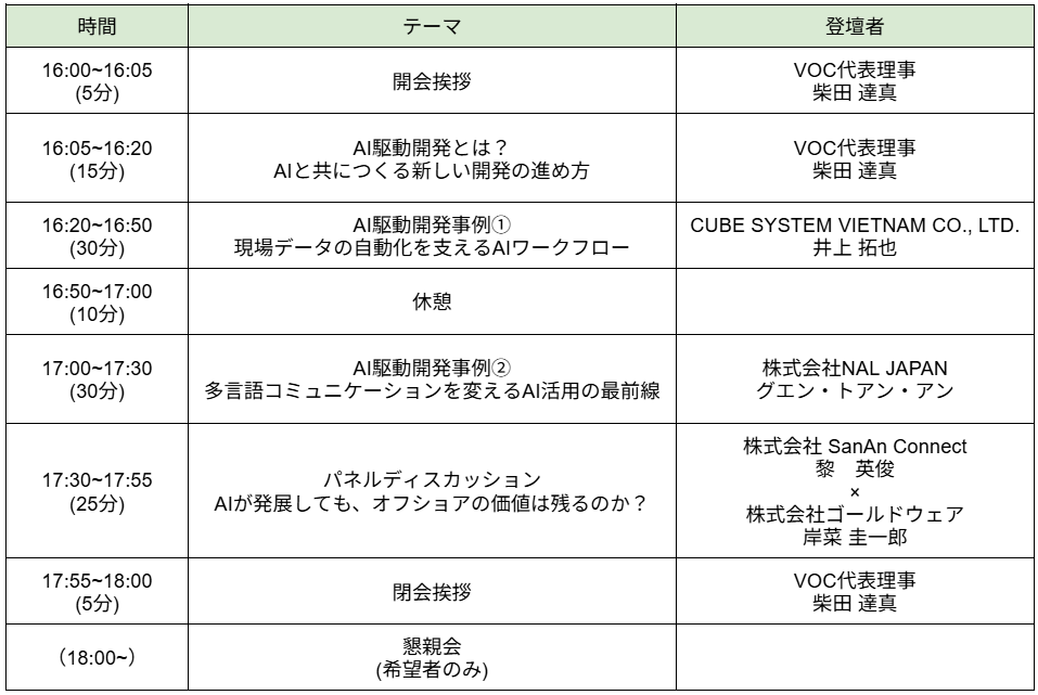 AI時代のオフショア戦略 セミナープログラム