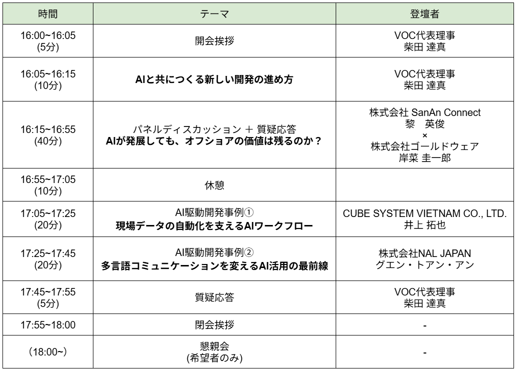 AI時代のオフショア戦略 セミナープログラム